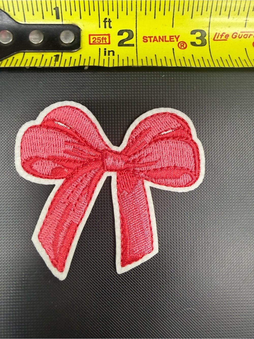 Stanley Pink Embroidered Bow Patch with White Trim